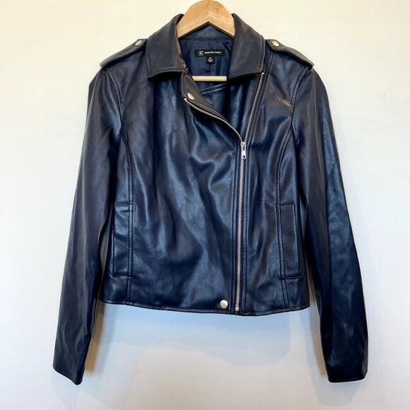 INC Jackets & Blazers - INC Navy Faux Leather Jacket SZ XS NWOT
